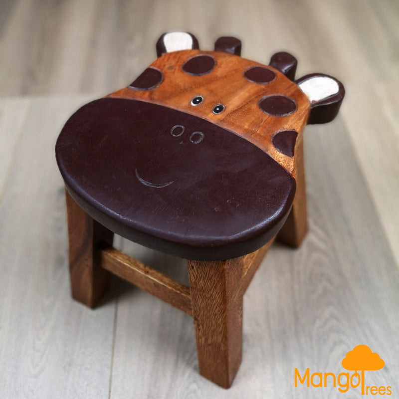 Kids Handcrafted Wooden Animal Stool - Giraffe