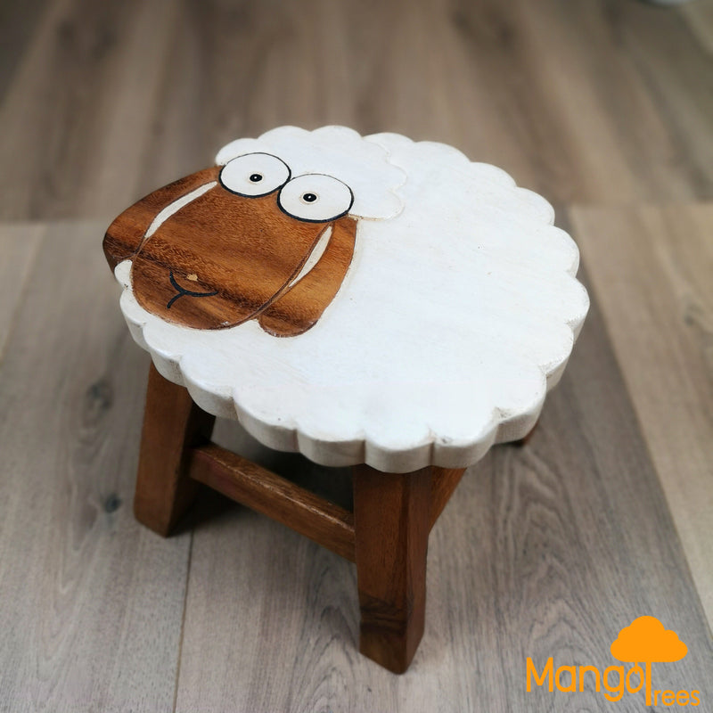 Kids Handcrafted Wooden Animal Stool - Sheep