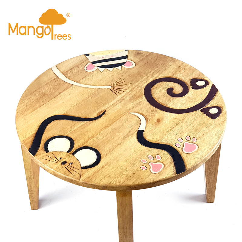 Kids Handcrafted Wooden Animal Table - Animal Tails