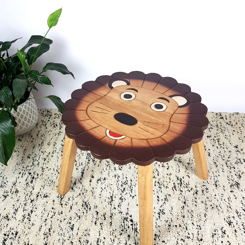 Kids Handcrafted Wooden Animal Table - Lion
