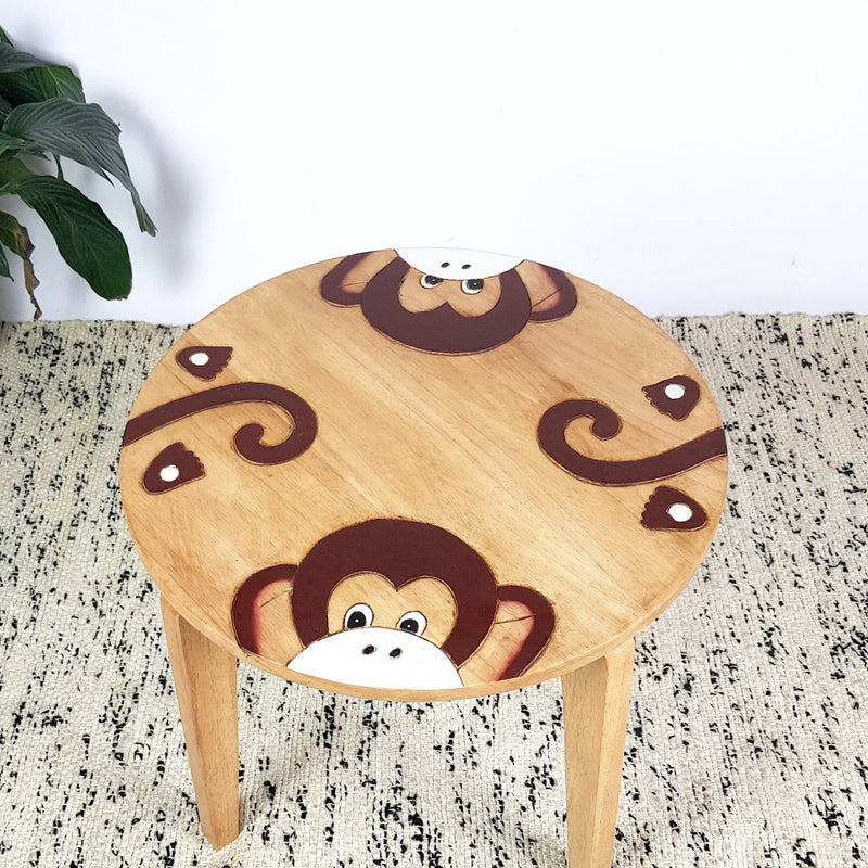 Kids Handcrafted Wooden Animal Table - Monkey