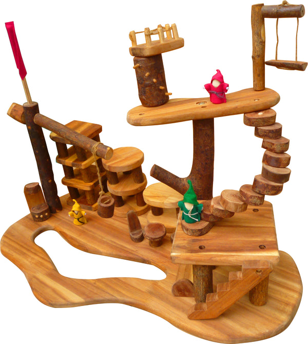 Tree House Complex Building Set - Natural Wooden Blocks 75pc