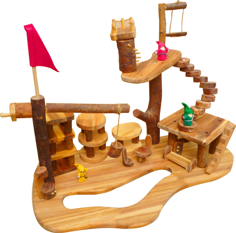 Tree House Complex Building Set - Natural Wooden Blocks 75pc