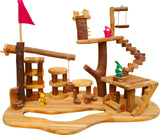 Tree House Complex Building Set - Natural Wooden Blocks 75pc