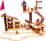 Tree House Complex Building Set - Natural Wooden Blocks 75pc