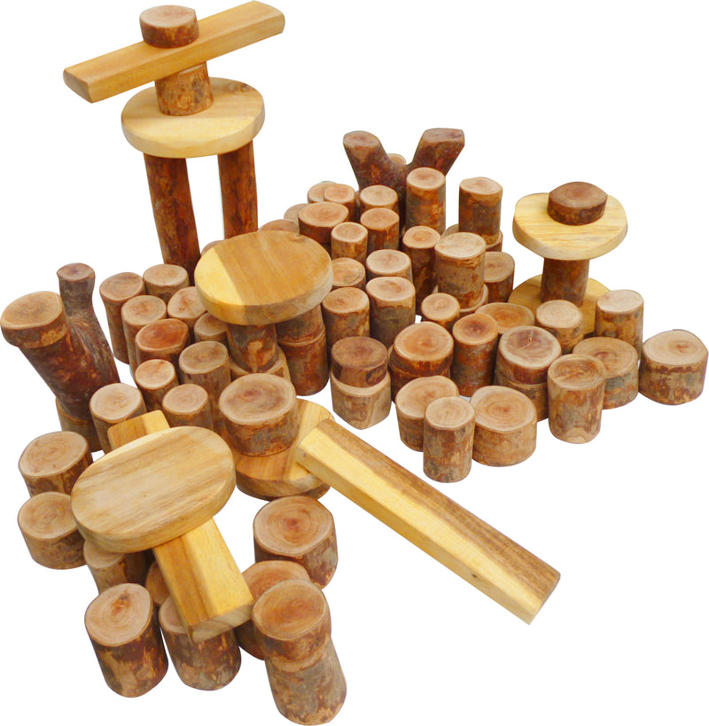 Wooden Tree Building Blocks - Natural Wood 106 Pcs