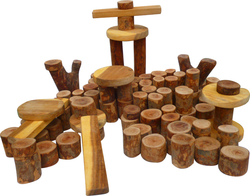 Wooden Tree Building Blocks - Natural Wood 106 Pcs