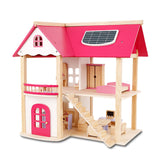 Kids Wooden DIY 3-Level Dolls House with Full Furniture Set