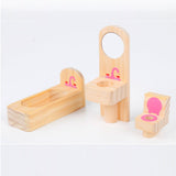 Kids Wooden DIY 3-Level Dolls House with Full Furniture Set
