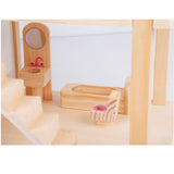 Kids Wooden DIY 3-Level Dolls House with Full Furniture Set