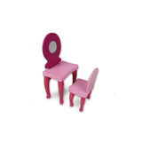 Kids Large Wooden 3-Level Dolls House with Full Furniture Set - Blue & Pink