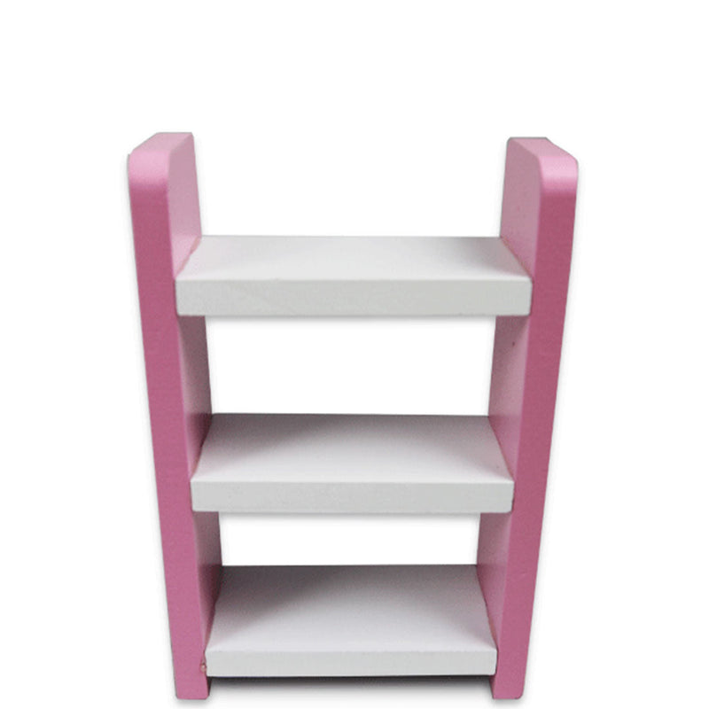 Kids Large Wooden 3-Level Dolls House with Full Furniture Set - Blue & Pink