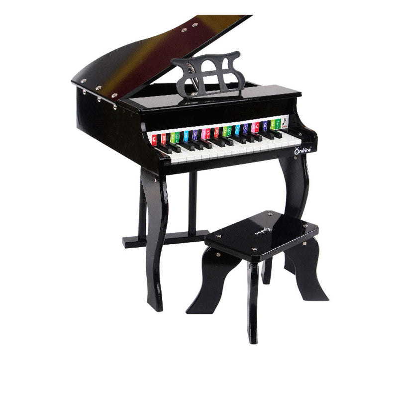 Kids Mini Wooden Toy Grand Piano with 30 Keys - Black