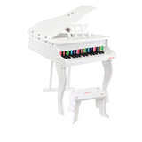 Kids Mini Wooden Toy Grand Piano with 30 Keys - White