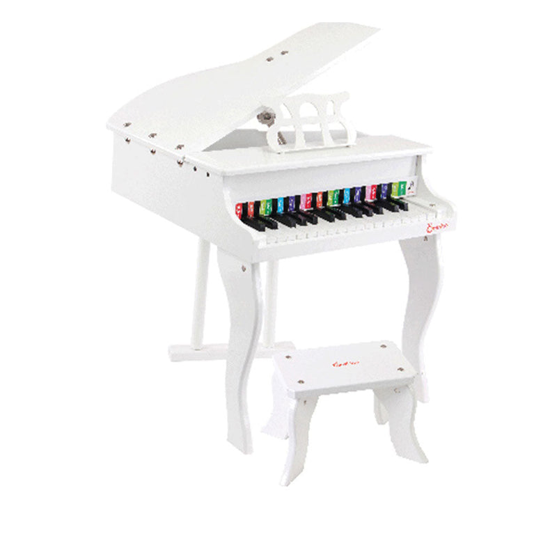 Kids Mini Wooden Toy Grand Piano with 30 Keys - White