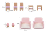 Kids Wooden 3-Level Dolls House with Full Furniture Set - Open Back Style