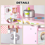 Kids Classic Wooden Kitchen Play Set with Accessories (Pink)