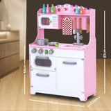 Kids Classic Wooden Kitchen Play Set with Accessories (Pink)