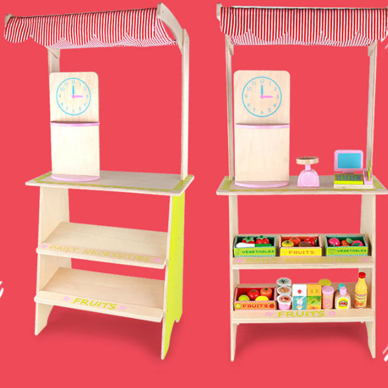 Kids Wooden Pretend Fruit & Veg Market Stall with Accessories