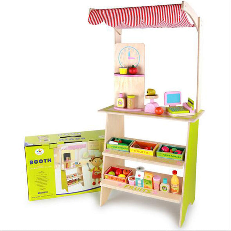 Kids Wooden Pretend Fruit & Veg Market Stall with Accessories