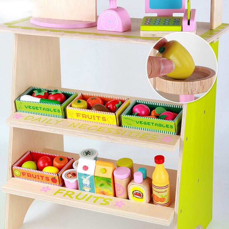 Kids Wooden Pretend Fruit & Veg Market Stall with Accessories