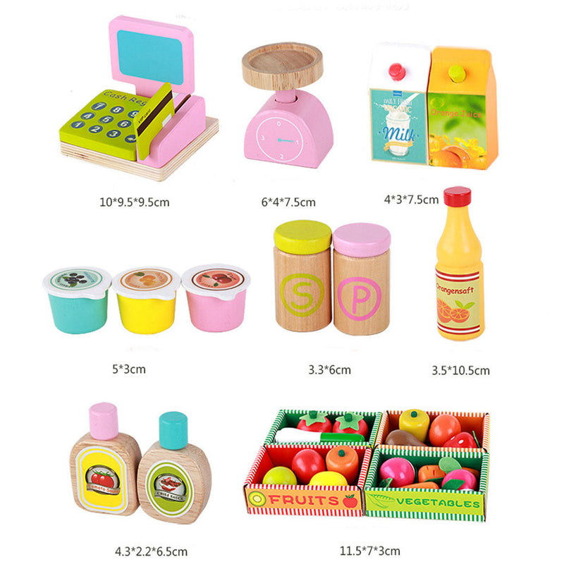 Kids Wooden Pretend Fruit & Veg Market Stall with Accessories