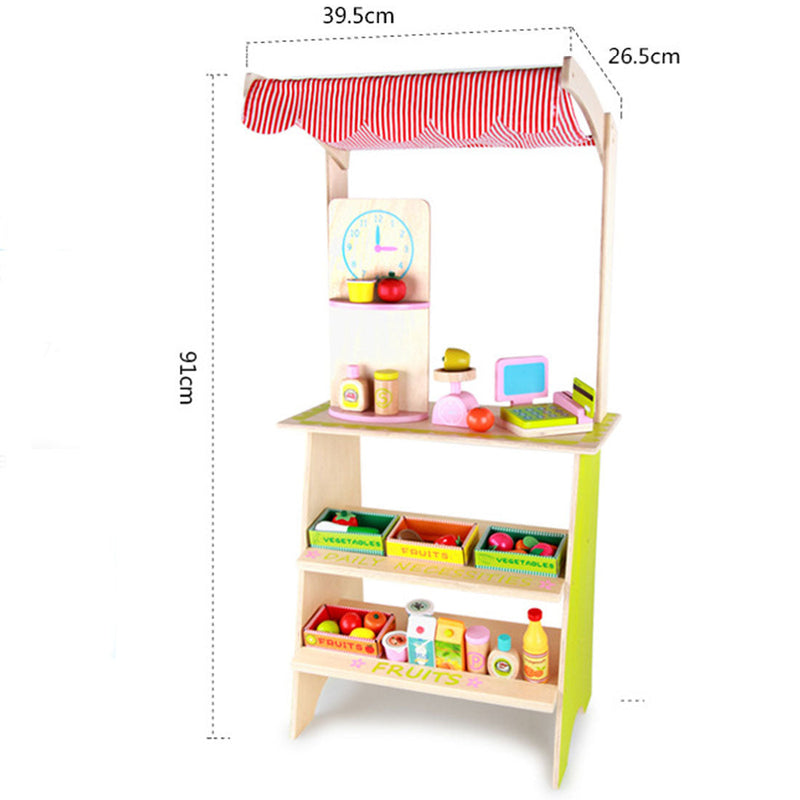 Kids Wooden Pretend Fruit & Veg Market Stall with Accessories