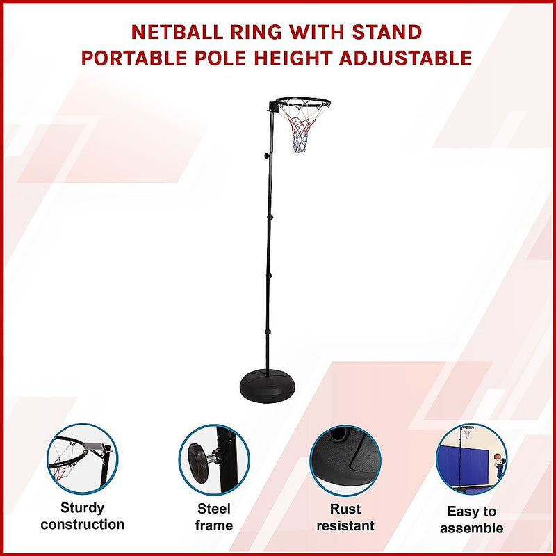 Height-Adjustable Netball Ring with Stand and Stable Base