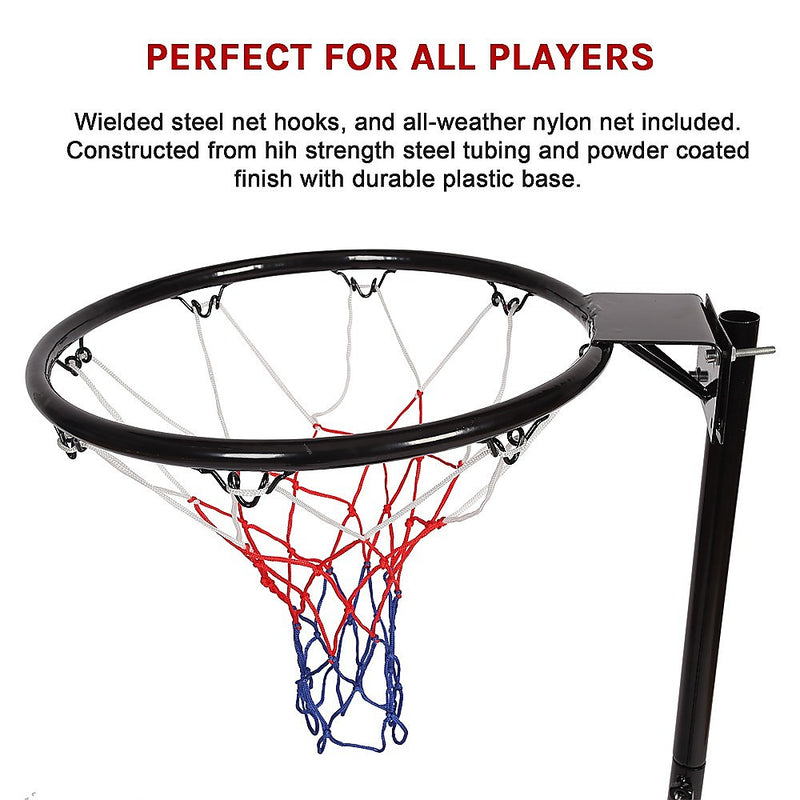 Height-Adjustable Netball Ring with Stand and Stable Base