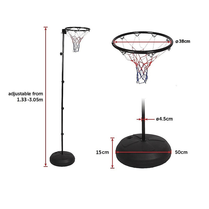 Height-Adjustable Netball Ring with Stand and Stable Base