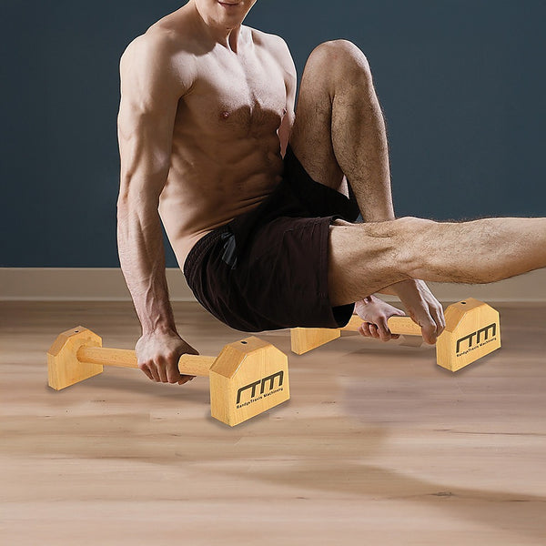 Wooden Parallette Bars for Push Up & Dip Workouts