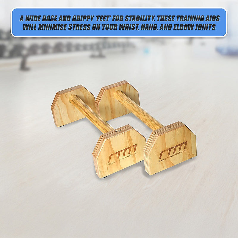 Wooden Parallette Bars for Push Up & Dip Workouts