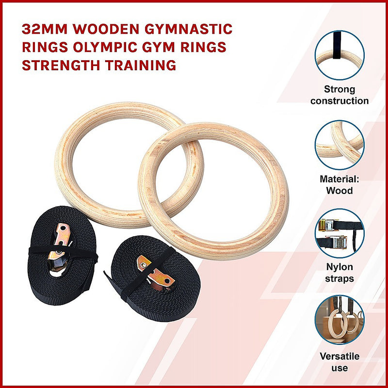 Wooden Gymnastic Olympic Rings for Strength Training