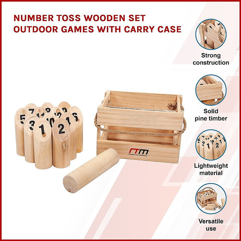 Wooden Outdoor Number Toss Game Set with Carry Case