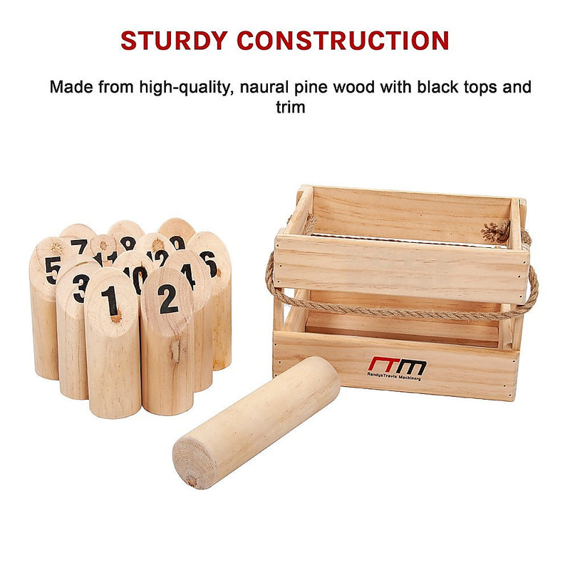 Wooden Outdoor Number Toss Game Set with Carry Case