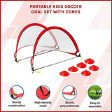 2pc Portable Kids Soccer Goal Set with Field Marker Cones