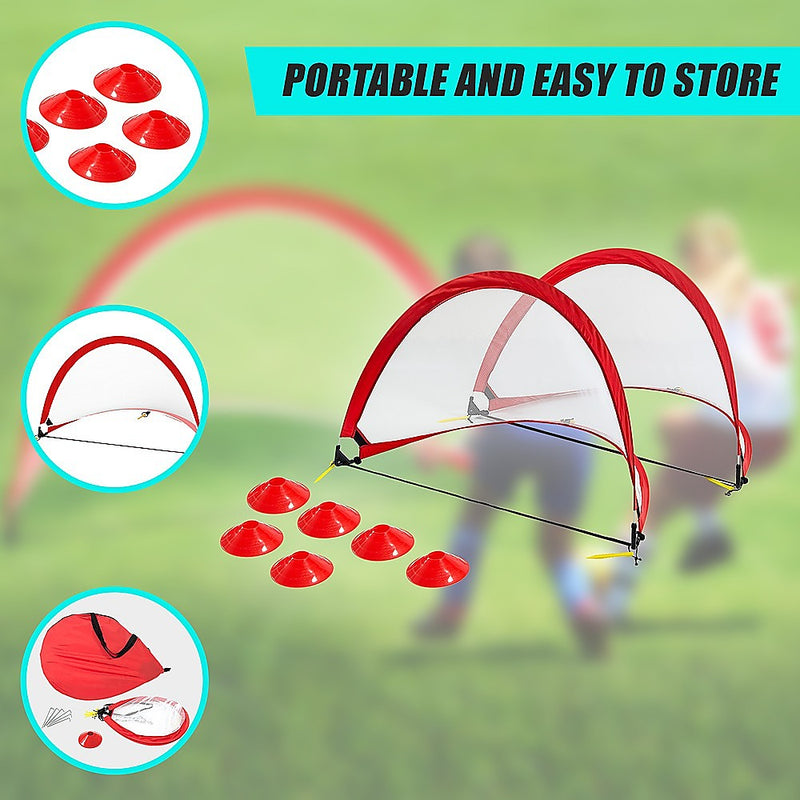 2pc Portable Kids Soccer Goal Set with Field Marker Cones
