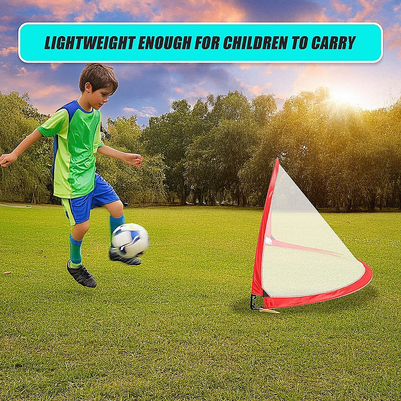 2pc Portable Kids Soccer Goal Set with Field Marker Cones