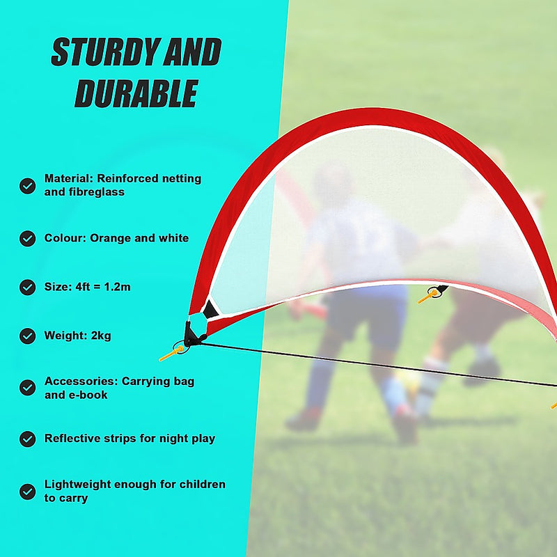 2pc Portable Kids Soccer Goal Set with Field Marker Cones