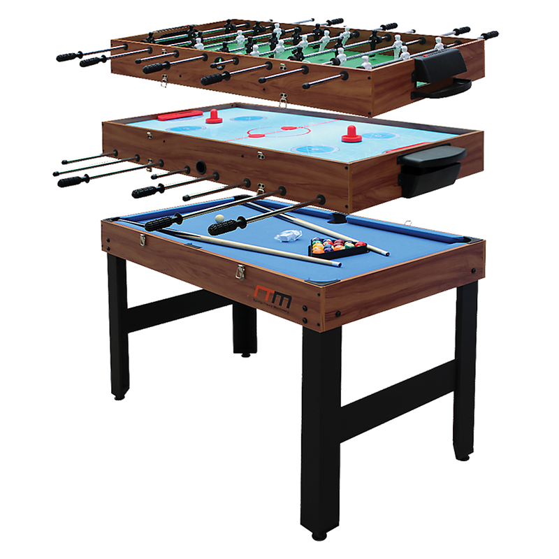 3-in-1 Combo Games Table with Foosball, Hockey and Pool (Wood finish - 4Ft / 1.22m)