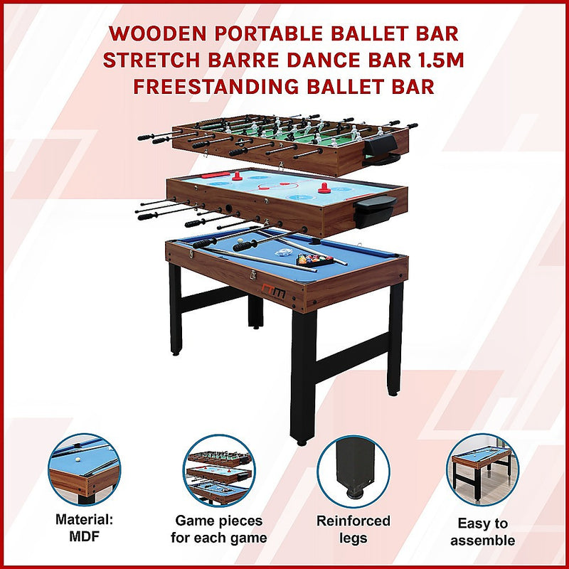 3-in-1 Combo Games Table with Foosball, Hockey and Pool (Wood finish - 4Ft / 1.22m)