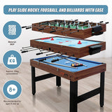 3-in-1 Combo Games Table with Foosball, Hockey and Pool (Wood finish - 4Ft / 1.22m)
