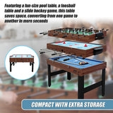3-in-1 Combo Games Table with Foosball, Hockey and Pool (Wood finish - 4Ft / 1.22m)