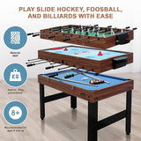 3-in-1 Combo Games Table with Foosball, Hockey and Pool (Wood finish - 4Ft / 1.22m)