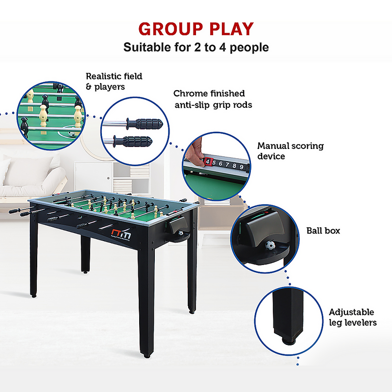 Foosball Table - Soccer Playroom Game (Black Finish - 4Ft / 1.22m)