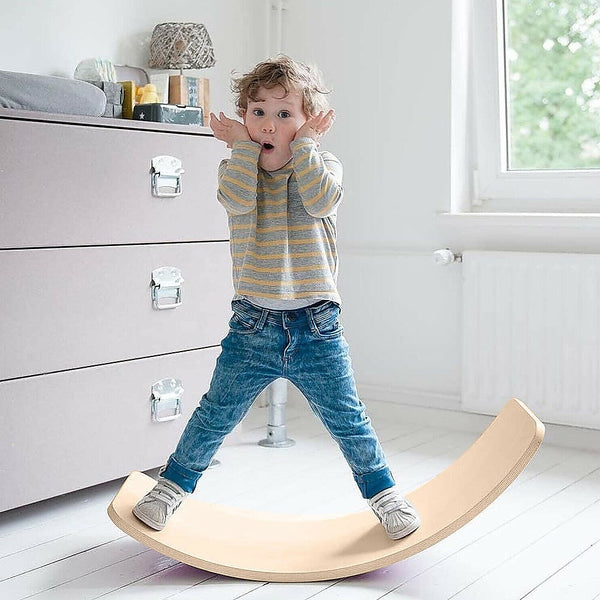 Wooden Seesaw Balance Board - Gymnastics/Yoga/Fun (Natural Wood)