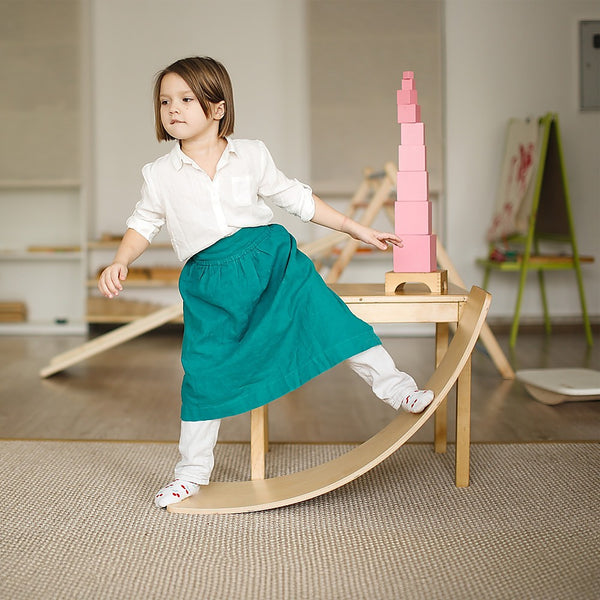 Wooden Seesaw Balance Board - Gymnastics/Yoga/Fun (Vibrant Rainbow)