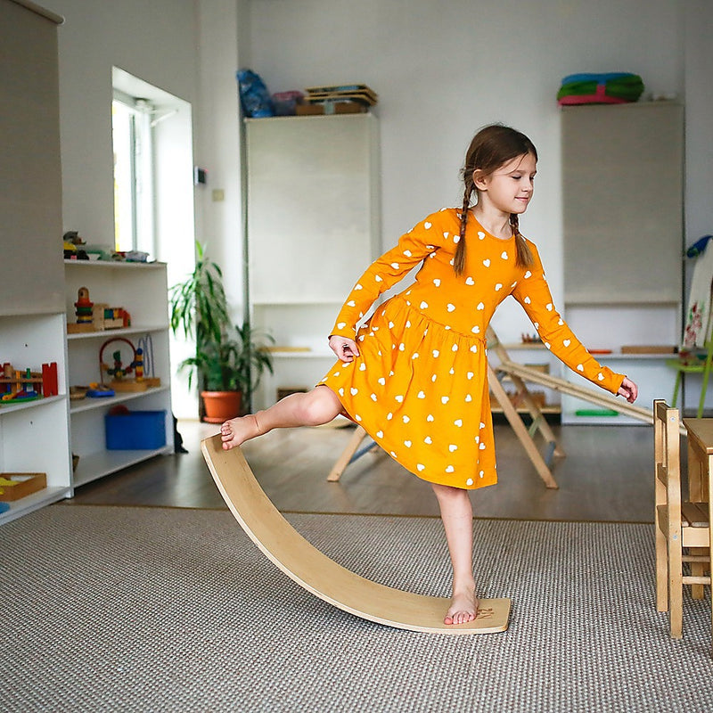 Wooden Seesaw Balance Board - Gymnastics/Yoga/Fun (Vibrant Rainbow)
