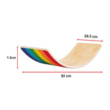 Wooden Seesaw Balance Board - Gymnastics/Yoga/Fun (Vibrant Rainbow)