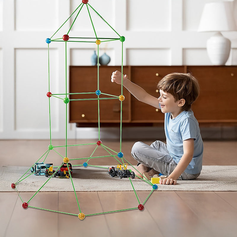 Kids Indoor Construction Fort/Tent Building Kit - 217pcs